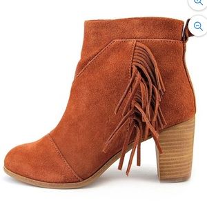 Toms Lunata Suede With Fringe Heeled Boots